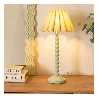 ValueLights Bobbins Sage Scallop Tapered Shade Sage Table Lamp & Bulb