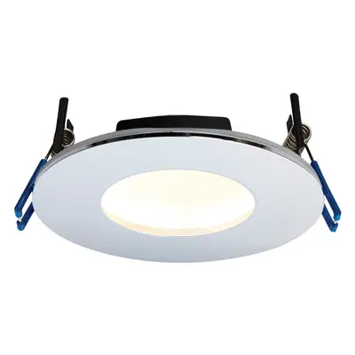 Chrome Recessed Bathroom Downlight - 9W Warm White LED - IP65 Rated