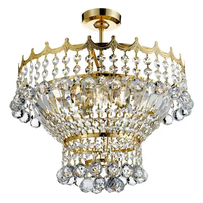 5 Light 39cm Gold Plated Crystal Chandelier With Crystal