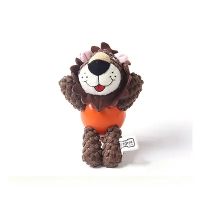 (Lion) Corduroy Rubber Plush Pet Dog Doll Toy Multi Shaped Chew Squeaky Toys for Puppy Animal Pl