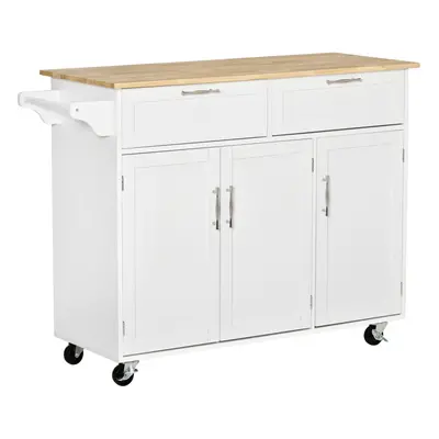 HOMCOM Kitchen Island Utility Cart, with Storage Drawers Dining Room White