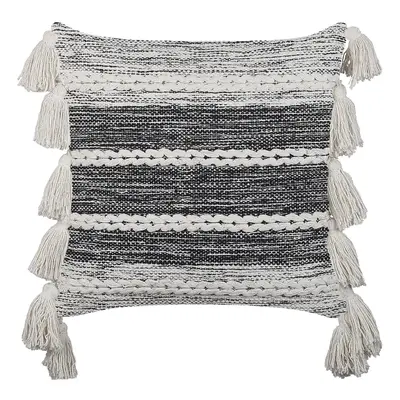 Cotton Cushion with Tassels x cm Black and White ROCHEA