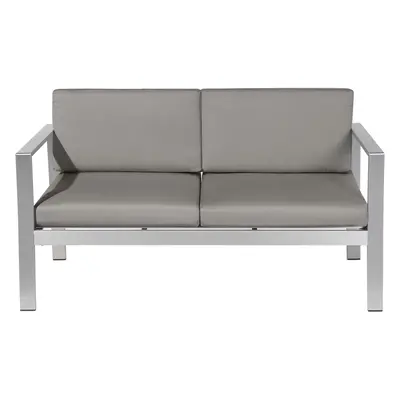 Garden Bench with Cushion SALERNO Metal Dark Grey