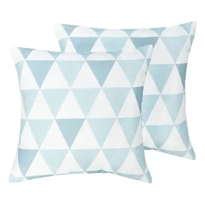 Set of Outdoor Cushions Geometric Pattern TRIFOS x cm Blue