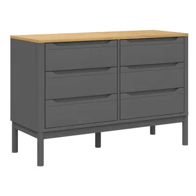 (grey) vidaXL Chest of Drawers Storage Drawers Cabinet Sideboard Solid Wood Pine