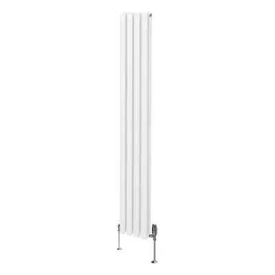 (1800mm x 240mm, White) Oval Column Designer Radiator & TRV Valves