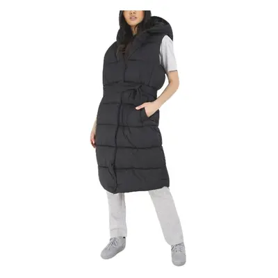 (UK 14) Women Long Line Hooded Puffer Padded Zipper Jacket