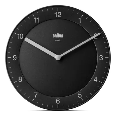 Braun Classic Analogue Wall Clock with Quiet Quartz Movement, 20cm, Black, BC06B