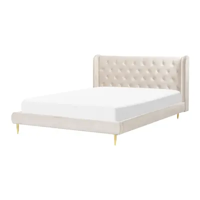 Bed FORBACH x cm (EU King Size) Velvet Beige