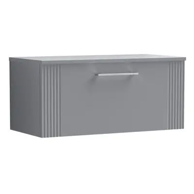 Retro Drawer Wall Hung Vanity Unit with Colour Coordinating Worktop - 800mm - Satin Grey - Balte