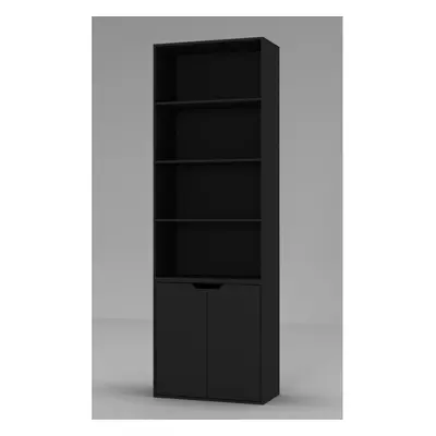 (Black) Tier With Door | Bookcase Set