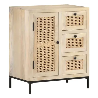 vidaXL Solid Mango Wood Sideboard Natural Cane Side Cabinet Standing Lowboard