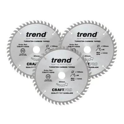 Trend CSB/PT165/3PK 165mm Saw Blade Triple Pack