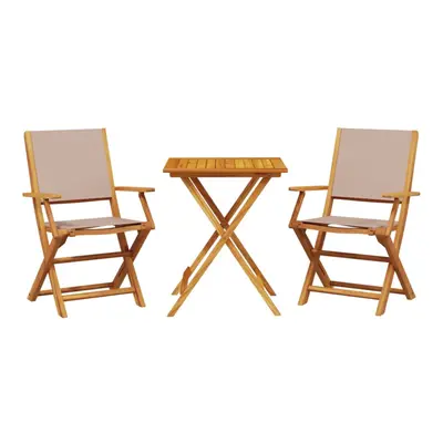 vidaXL Bistro Set Piece Bar Set Balcony set Taupe Fabric and Solid Wood