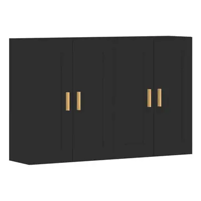 vidaXL Wall Mounted Cabinets Bathroom Cabinet pcs Black Engineered Wood