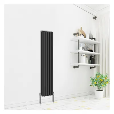 (Vertical 1800x354mm - Double) NRG Premium Black Radiator Oval Column Designer Central Heating U