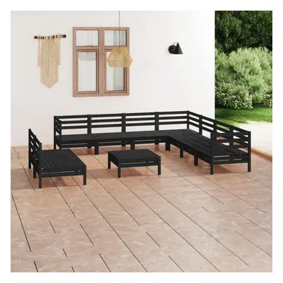 vidaXL Garden Lounge Set Outdoor Lounge Set Piece Solid Wood Pine Black