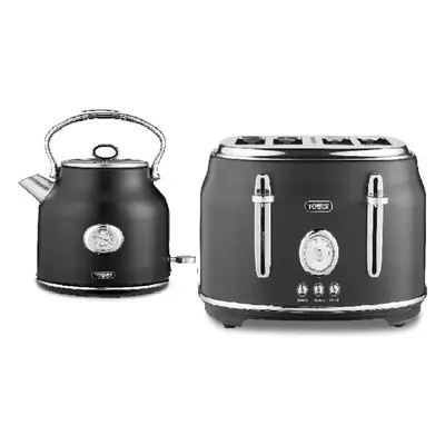 Tower Renaissance 1.7 Litre 3kW Quiet Boil Kettle & Slice Toaster Matt Black