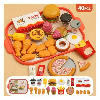 Childrens Pretend Kitchen Simulation Fast Food Hamburger Fried Chicken Set Western Kitchen Inter