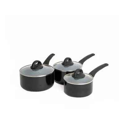 MasterClass Three-Piece Ceramic Non-Stick Eco Saucepan Set, Includes 16cm, 18cm and 20cm Saucepa