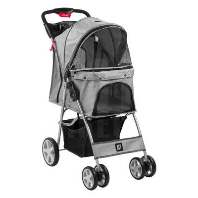 (Grey Pet Stroller) KCT Hooded Pet Strollers for Small to Medium Sized Pets