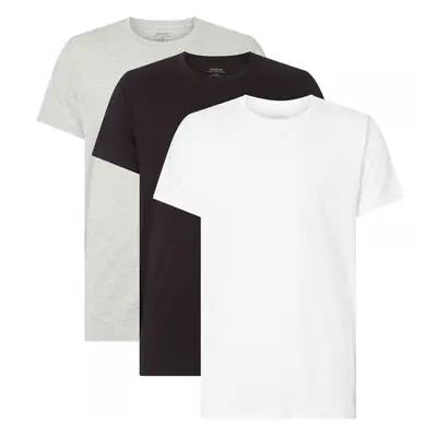 (XL) Cotton 3-Pack Short Sleeved Crew Neck T-Shirt, Black/White/Grey