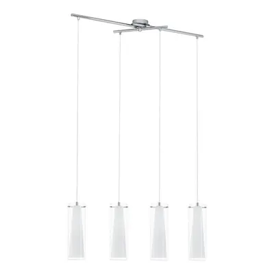 Pendant Light Colour Chrome Shade Clear White Opal Matt Glass Bulb E27 4x60W