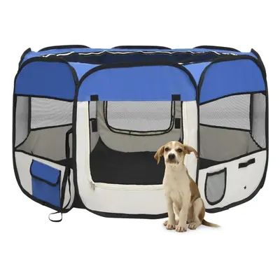 vidaXL Foldable Dog Playpen with Carrying Bag Blue 110x110x58 cm Pet Run Cage