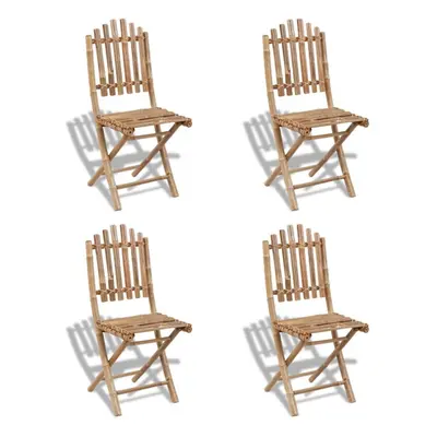 vidaXL 4x Foldable Bamboo Chairs Outdoor Garden Patio Dining Furniture Seat