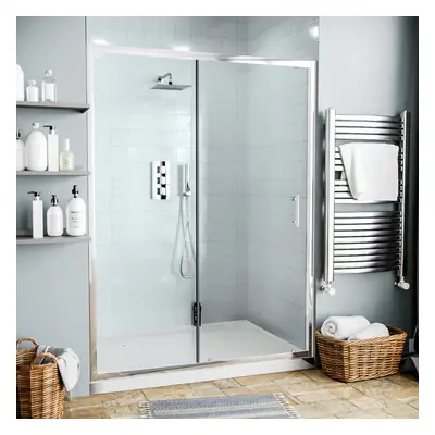 Nes Home 1300mm Shower Sliding Door 6mm Tempered Glass Chrome