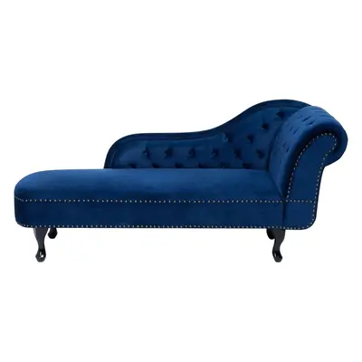 Right Hand Chaise Lounge Velvet Navy Blue NIMES