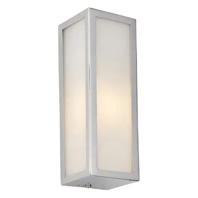 Bathroom Wall Light Fitting - Chrome Plate & Frosted Glass Shade - Single Lamp