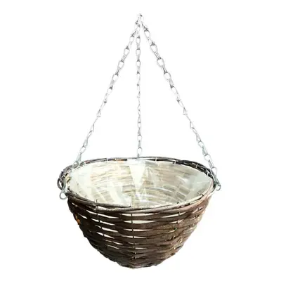 (12" Round, 30) Elixir Gardens Rattan Natural Wicker Hanging Basket 11" - 16" | Round or Cone