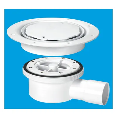 McAlpine VSG52WH Two-Piece Valve Shower Gully, White Plastic Clamp Ring and Cover Plate, 1Â½" Ho