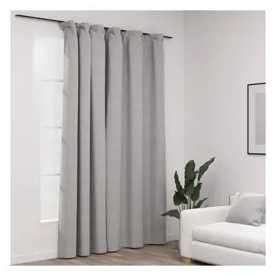 vidaXL Linen-Look Blackout Curtain with Hooks Grey 290x245 cm