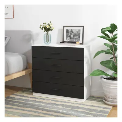 (White Carcass with Black Drawers, 4) URBNLIVING Drawer Wooden Bedroom Chest Cabinet