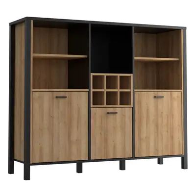 High Rock Shelf Unit in Matt Black/Riviera Oak