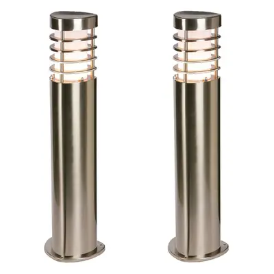 2 PACK Modern Outdoor Stainless Steel Post Light - 10.5W E27 LED - 500mm Height