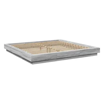 (grey sonoma, x cm) vidaXL Bed Frame and LED Lights Bed Base Mattress Foundation Engineered Wood