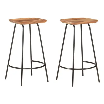 vidaXL 2x Solid Acacia Wood Bar Stools Kitchen Stool Armchairs Garden Chairs