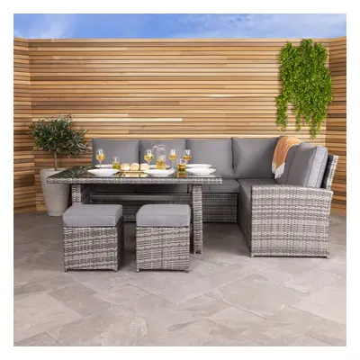 Charles Bentley Seater Multifunctional Casual Rattan Dining Set - Light Grey Max User Weight: 10