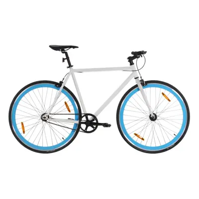 vidaXL Fixed Gear Bike Single Speed Bicycle Fixie Bike White and Blue 700c