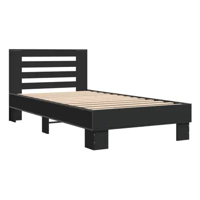 (black, x cm) vidaXL Bed Frame Home Bed Base Sonoma Oak 90x200 cm Engineered Wood and Metal