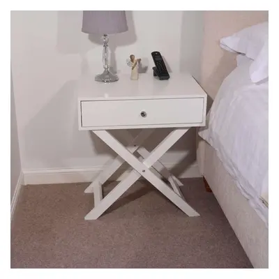 (White, Drawer) Bedside Side Table Nightstand Storage Drawers Wooden Legs