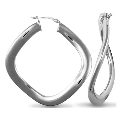 Jewelco London Sterling Silver Flat Square Curved Hoop Earrings - AER021