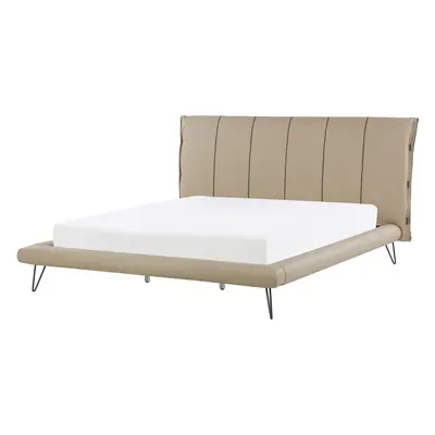 Bed Faux Leather BETIN x cm (EU Super King) Sand Beige