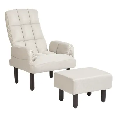 Recliner Chair OLAND with Footstool Linen Light Beige