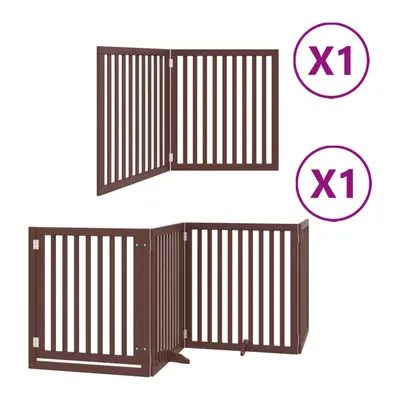 (brown, x x cm/ pcs) vidaXL Dog Gate with Door Foldable Panels Dog Fence Pet Gate Poplar Wood