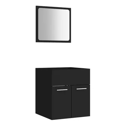 vidaXL Bathroom Furniture Set Piece Black Engineered Wood Washroom Cabinet