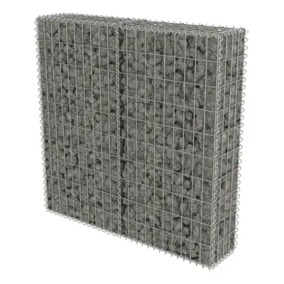 vidaXL Gabion Wall with Covers Galvanised Steel 100x20x100cm Stone Basket Cage